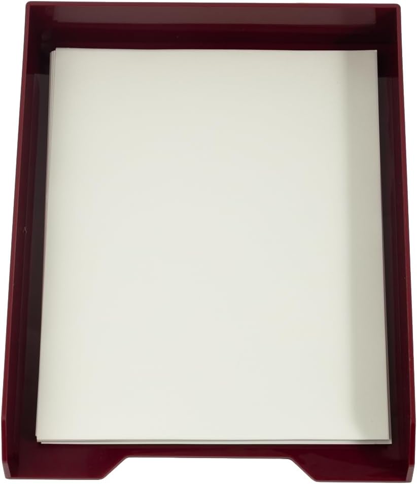 Stackable Paper Trays - Burgundy - Desktop Document, Letter, & File Organizer Tray - Sold Individually