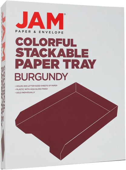 Stackable Paper Trays - Burgundy - Desktop Document, Letter, & File Organizer Tray - Sold Individually