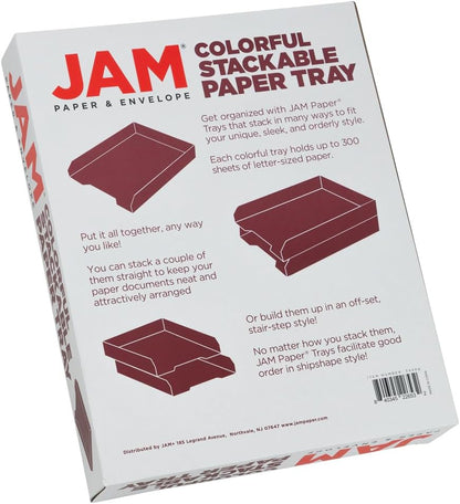 Stackable Paper Trays - Burgundy - Desktop Document, Letter, & File Organizer Tray - Sold Individually