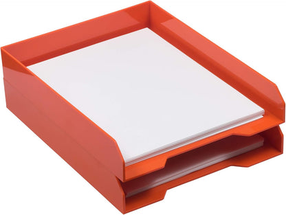 Stackable Paper Trays - Burgundy - Desktop Document, Letter, & File Organizer Tray - Sold Individually