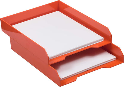 Stackable Paper Trays - Burgundy - Desktop Document, Letter, & File Organizer Tray - Sold Individually