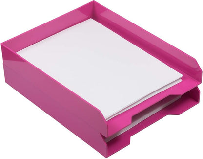 Stackable Paper Trays - Burgundy - Desktop Document, Letter, & File Organizer Tray - Sold Individually