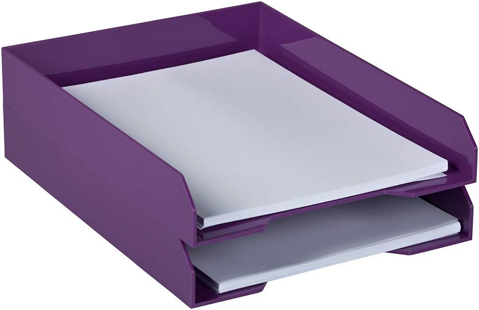 Stackable Paper Trays - Burgundy - Desktop Document, Letter, & File Organizer Tray - Sold Individually