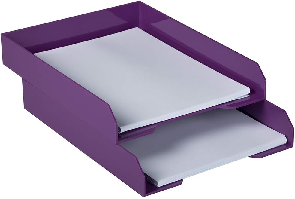 Stackable Paper Trays - Burgundy - Desktop Document, Letter, & File Organizer Tray - Sold Individually