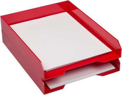 Stackable Paper Trays - Burgundy - Desktop Document, Letter, & File Organizer Tray - Sold Individually
