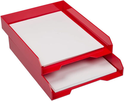 Stackable Paper Trays - Burgundy - Desktop Document, Letter, & File Organizer Tray - Sold Individually