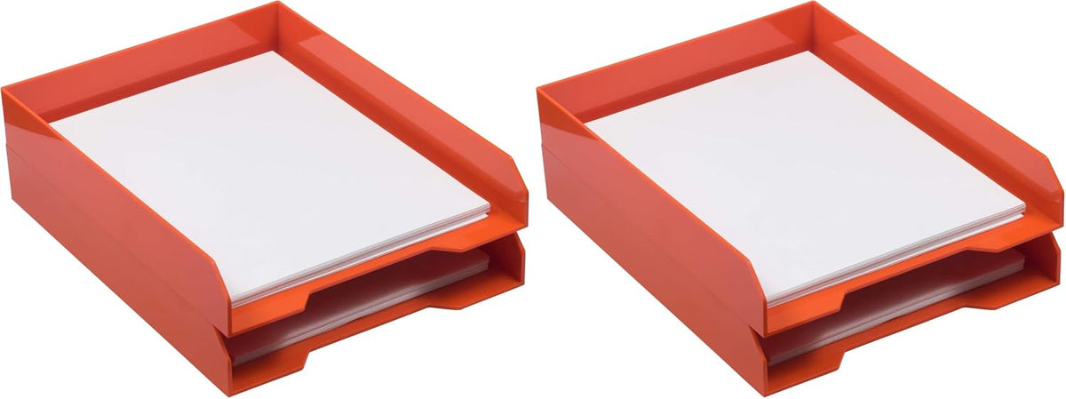 Stackable Paper Trays - Burgundy - Desktop Document, Letter, & File Organizer Tray - Sold Individually