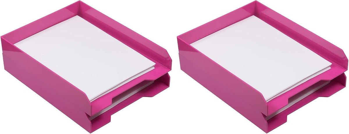 Stackable Paper Trays - Burgundy - Desktop Document, Letter, & File Organizer Tray - Sold Individually