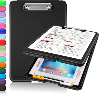 Clipboard with Storage, Plastic Nursing Clip Boards 8.5x11, Black