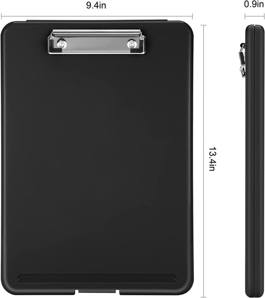 Clipboard with Storage, Plastic Nursing Clip Boards 8.5x11, Black