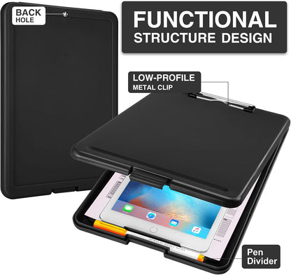 Clipboard with Storage, Plastic Nursing Clip Boards 8.5x11, Black