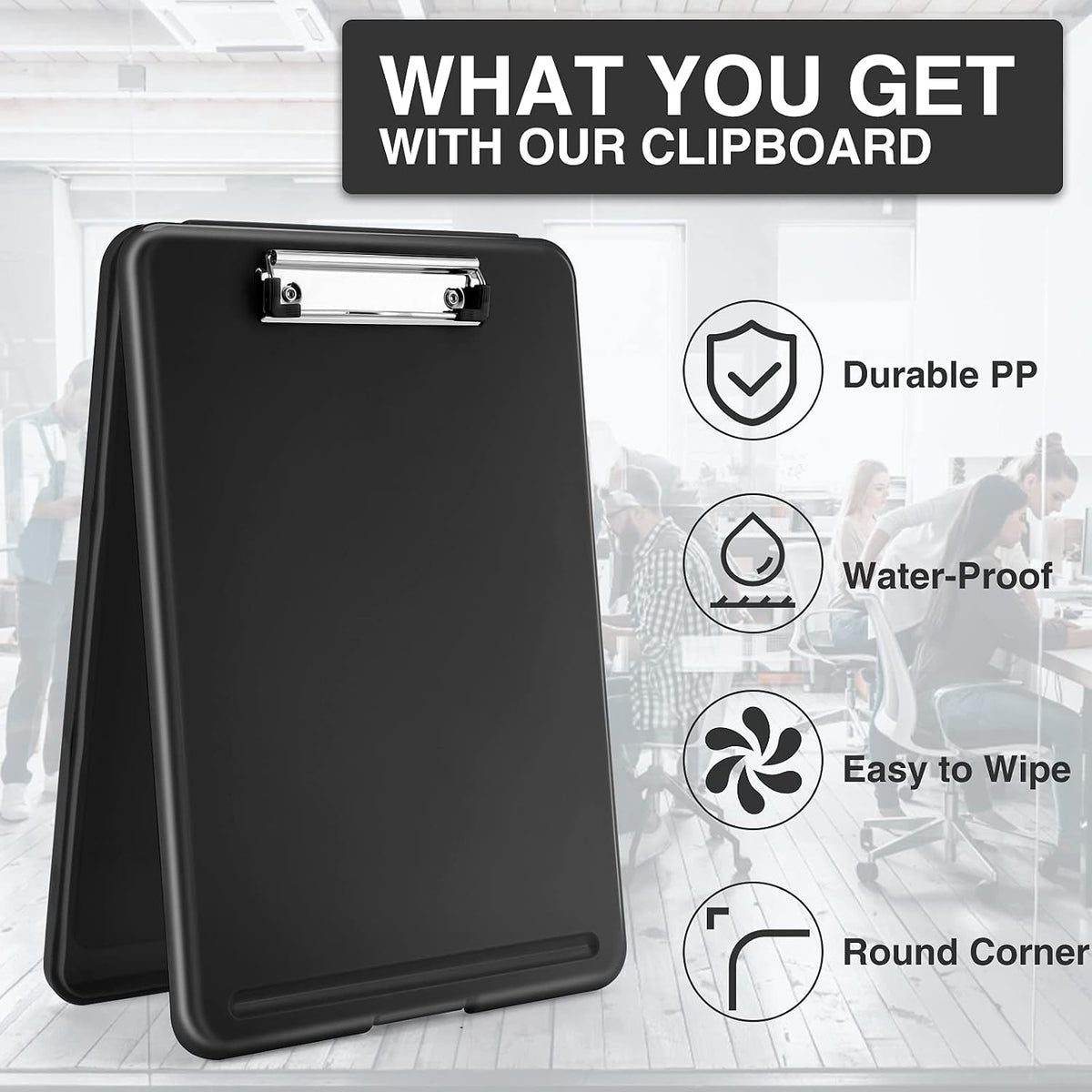 Clipboard with Storage, Plastic Nursing Clip Boards 8.5x11, Black
