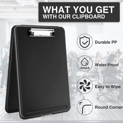Clipboard with Storage, Plastic Nursing Clip Boards 8.5x11, Black