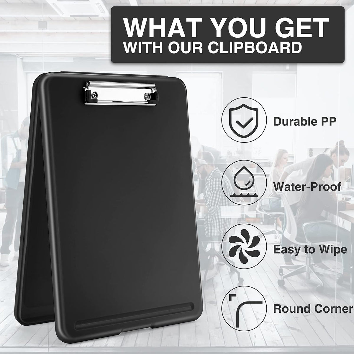 Clipboard with Storage, Plastic Nursing Clip Boards 8.5x11, Black