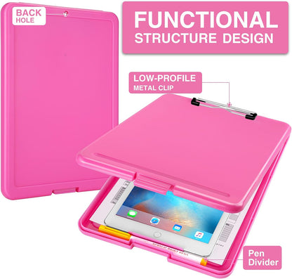 Clipboard with Storage, Plastic Nursing Clip Boards 8.5x11, Black