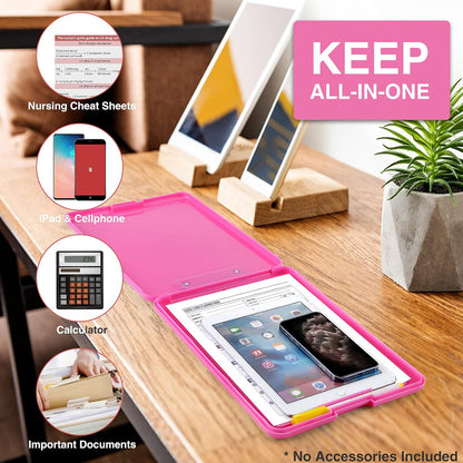 Clipboard with Storage, Plastic Nursing Clip Boards 8.5x11, Black