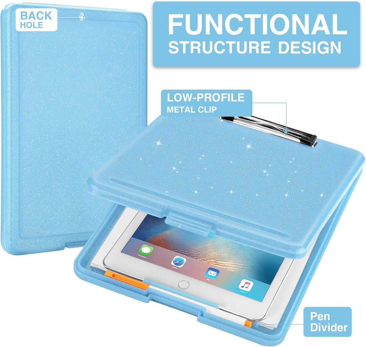 Clipboard with Storage, Plastic Nursing Clip Boards 8.5x11, Black