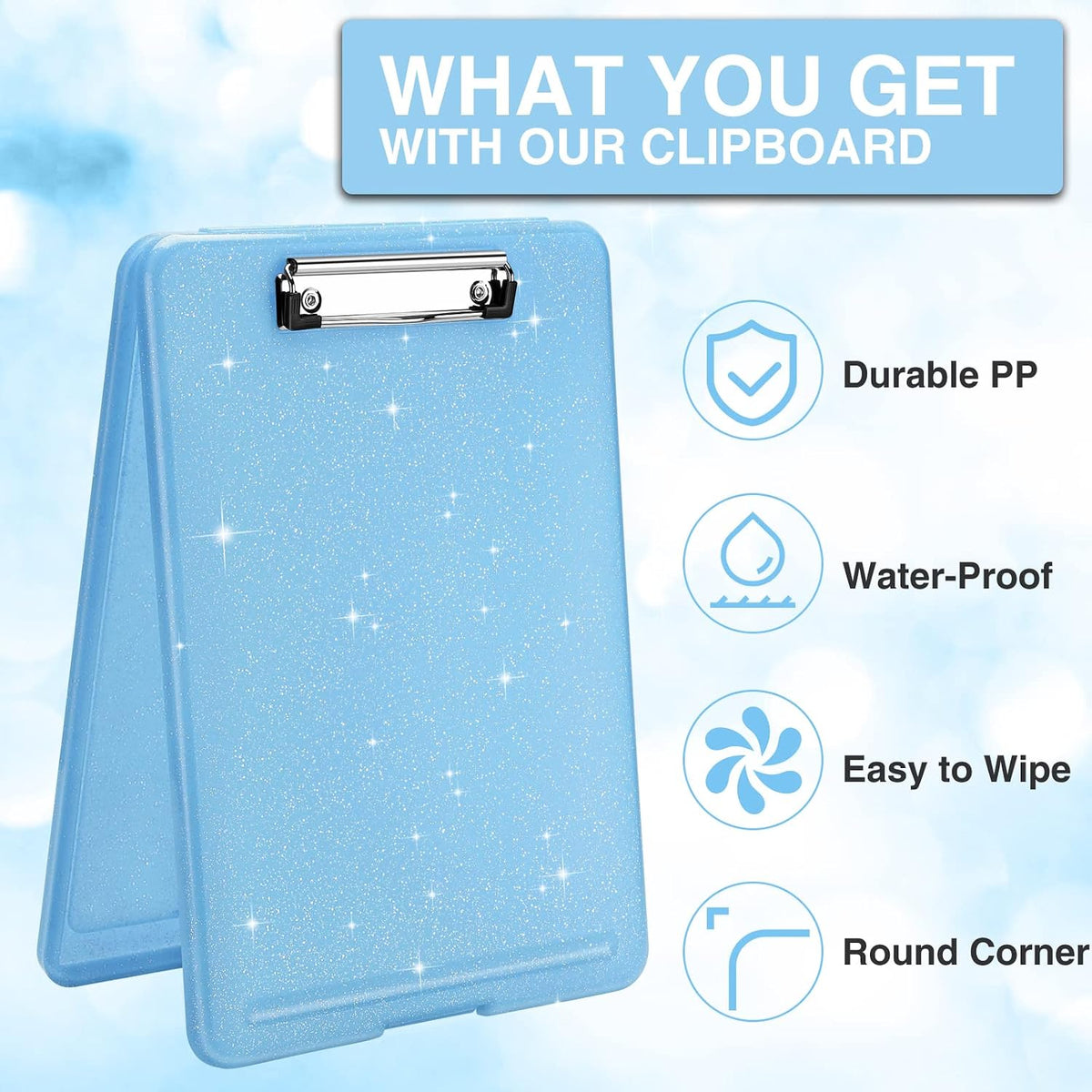 Clipboard with Storage, Plastic Nursing Clip Boards 8.5x11, Black
