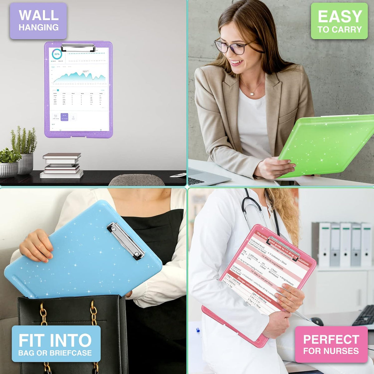 Clipboard with Storage, Plastic Nursing Clip Boards 8.5x11, Black
