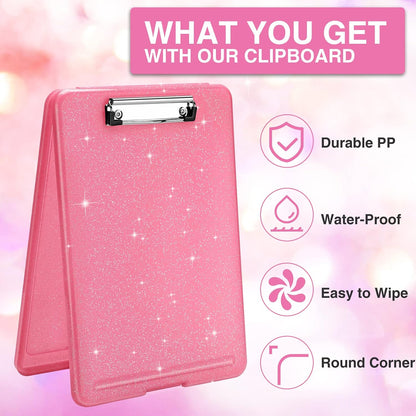 Clipboard with Storage, Plastic Nursing Clip Boards 8.5x11, Black