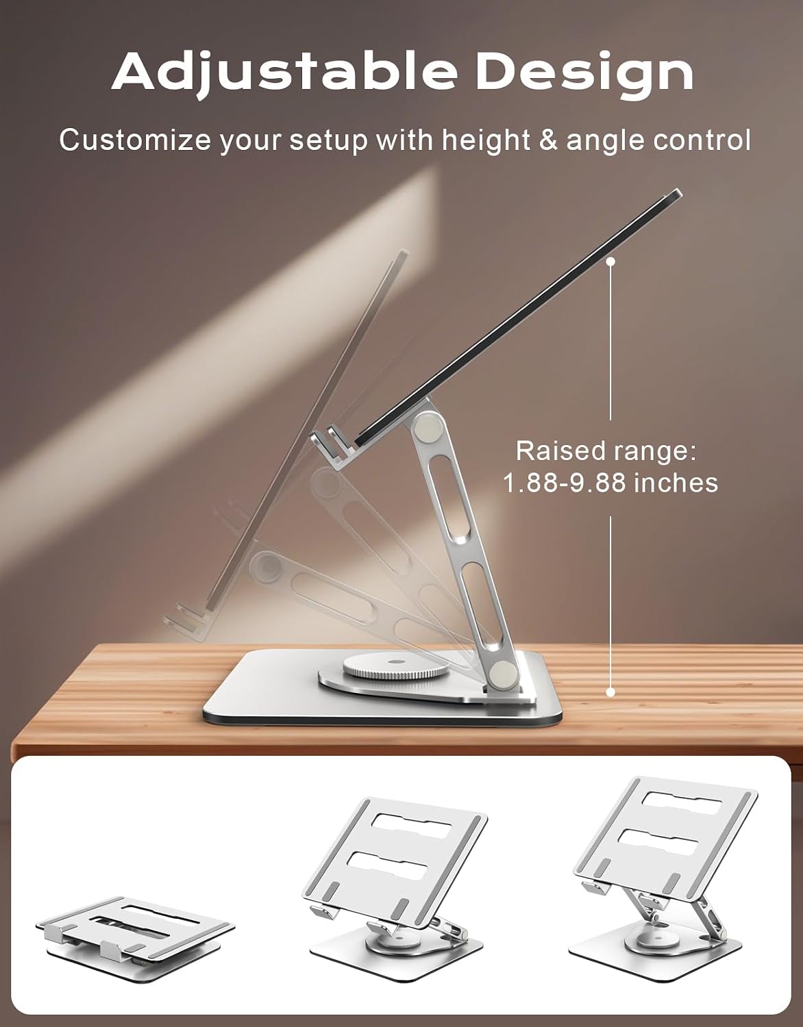 360° Rotatable Laptop Stand for Desk Adjustable Height