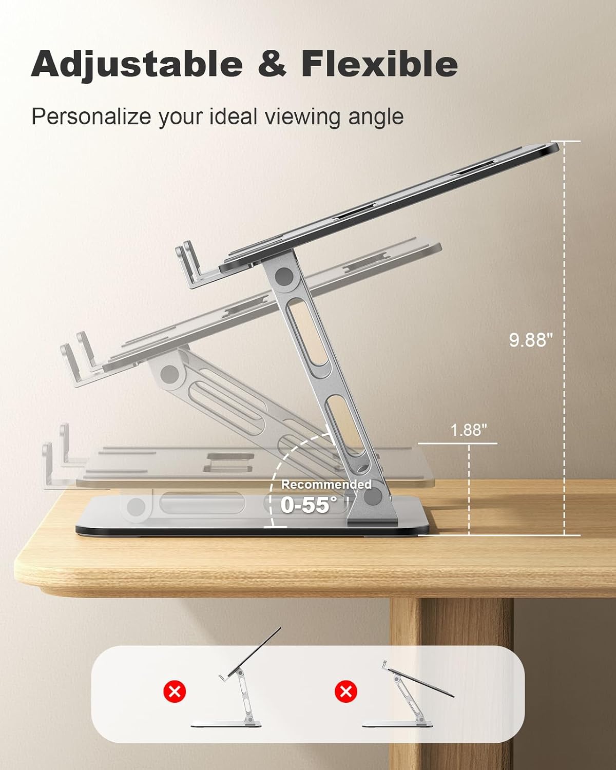 360° Rotatable Laptop Stand for Desk Adjustable Height