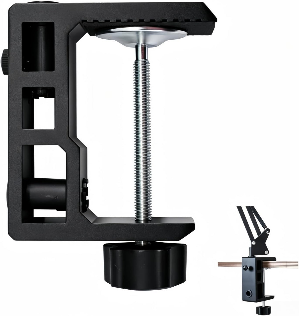 Replacement Heavy Duty C Clamp for 1/2” and 5/8” Hole Base Magnifying Lamp,Desk Lamp,Swing Arm Lamp,Phone I pad Mount,Tablet Mic Holder,Table Mount Clamp for Microphone Stand Mic Boom Arm (G2 BLACK)