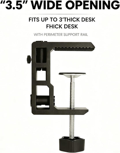 Replacement Heavy Duty C Clamp for 1/2” and 5/8” Hole Base Magnifying Lamp,Desk Lamp,Swing Arm Lamp,Phone I pad Mount,Tablet Mic Holder,Table Mount Clamp for Microphone Stand Mic Boom Arm (G2 BLACK)
