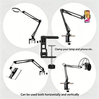 Replacement Heavy Duty C Clamp for 1/2” and 5/8” Hole Base Magnifying Lamp,Desk Lamp,Swing Arm Lamp,Phone I pad Mount,Tablet Mic Holder,Table Mount Clamp for Microphone Stand Mic Boom Arm (G2 BLACK)