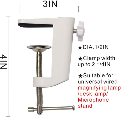 Replacement Heavy Duty C Clamp for 1/2” and 5/8” Hole Base Magnifying Lamp,Desk Lamp,Swing Arm Lamp,Phone I pad Mount,Tablet Mic Holder,Table Mount Clamp for Microphone Stand Mic Boom Arm (G2 BLACK)