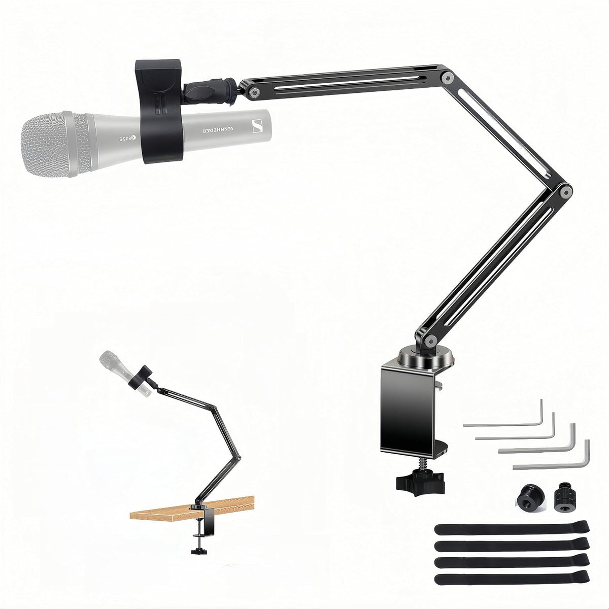 Replacement Heavy Duty C Clamp for 1/2” and 5/8” Hole Base Magnifying Lamp,Desk Lamp,Swing Arm Lamp,Phone I pad Mount,Tablet Mic Holder,Table Mount Clamp for Microphone Stand Mic Boom Arm (G2 BLACK)