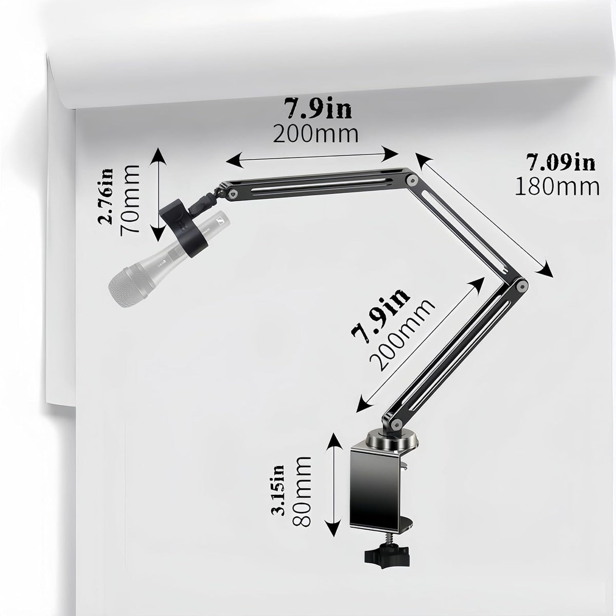 Replacement Heavy Duty C Clamp for 1/2” and 5/8” Hole Base Magnifying Lamp,Desk Lamp,Swing Arm Lamp,Phone I pad Mount,Tablet Mic Holder,Table Mount Clamp for Microphone Stand Mic Boom Arm (G2 BLACK)