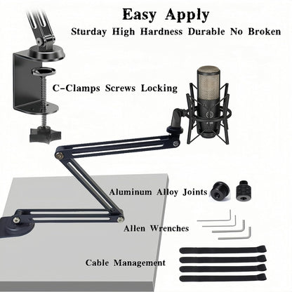 Replacement Heavy Duty C Clamp for 1/2” and 5/8” Hole Base Magnifying Lamp,Desk Lamp,Swing Arm Lamp,Phone I pad Mount,Tablet Mic Holder,Table Mount Clamp for Microphone Stand Mic Boom Arm (G2 BLACK)