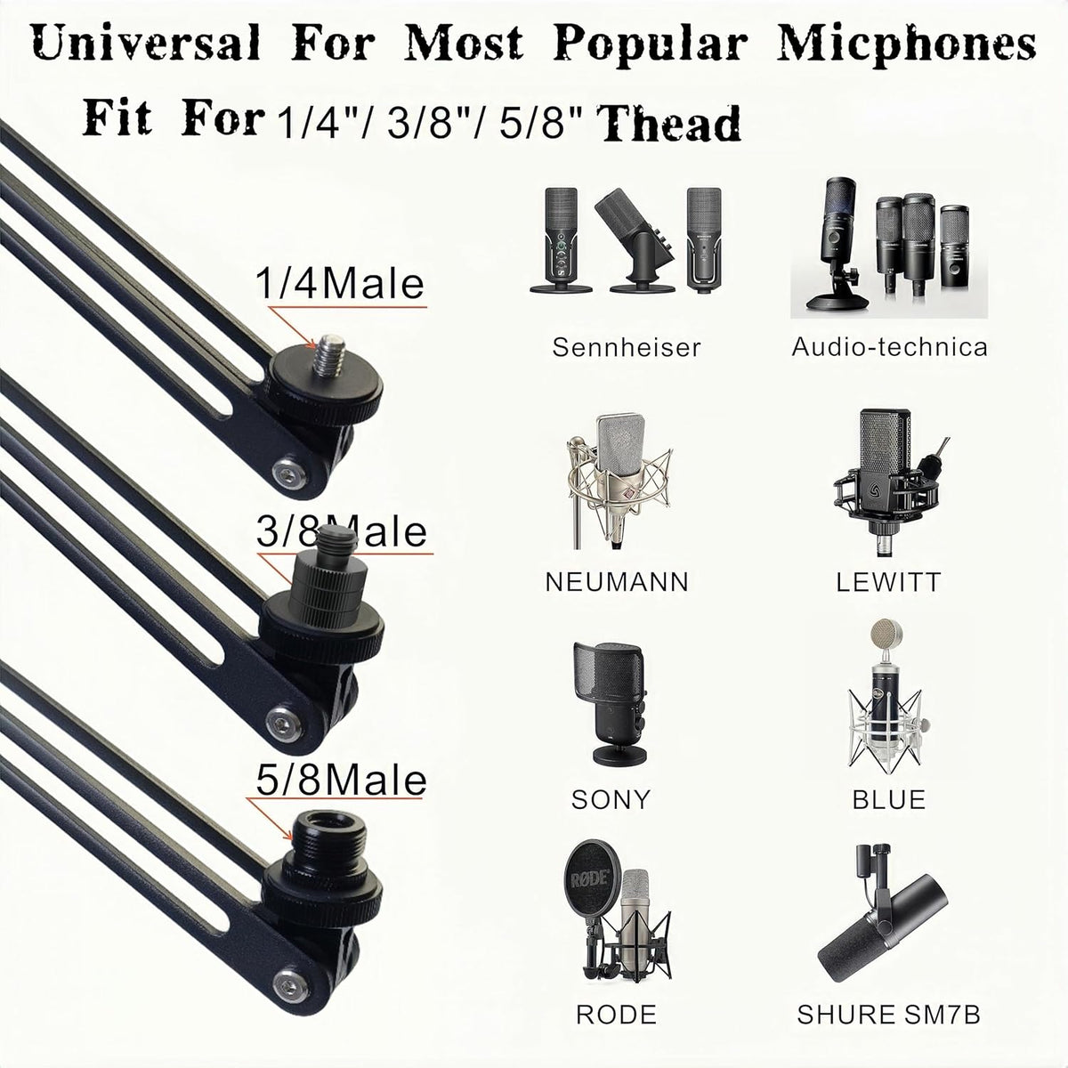 Replacement Heavy Duty C Clamp for 1/2” and 5/8” Hole Base Magnifying Lamp,Desk Lamp,Swing Arm Lamp,Phone I pad Mount,Tablet Mic Holder,Table Mount Clamp for Microphone Stand Mic Boom Arm (G2 BLACK)