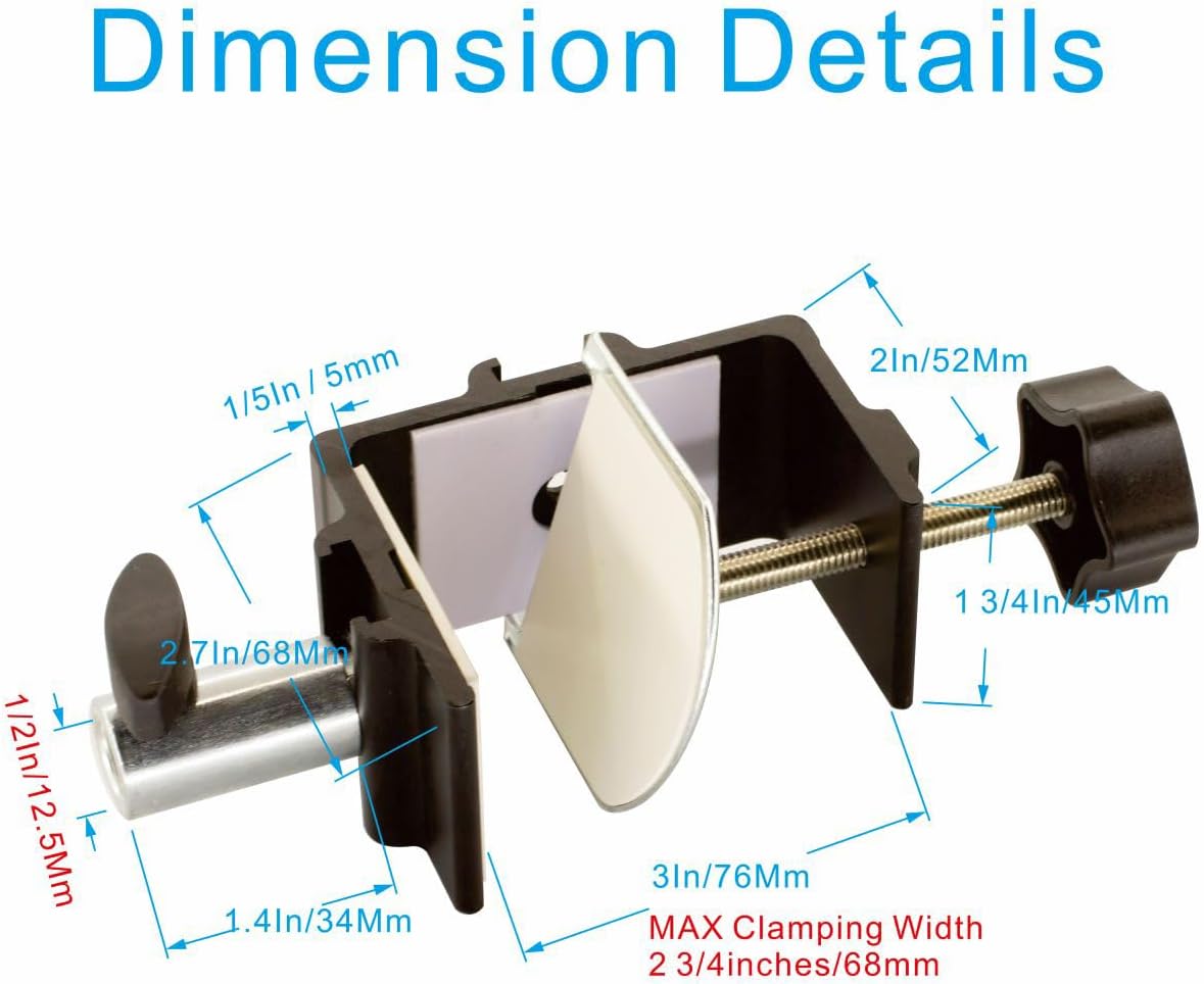 Replacement Heavy Duty C Clamp for 1/2” and 5/8” Hole Base Magnifying Lamp,Desk Lamp,Swing Arm Lamp,Phone I pad Mount,Tablet Mic Holder,Table Mount Clamp for Microphone Stand Mic Boom Arm (G2 BLACK)