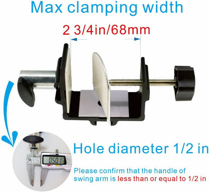 Replacement Heavy Duty C Clamp for 1/2” and 5/8” Hole Base Magnifying Lamp,Desk Lamp,Swing Arm Lamp,Phone I pad Mount,Tablet Mic Holder,Table Mount Clamp for Microphone Stand Mic Boom Arm (G2 BLACK)