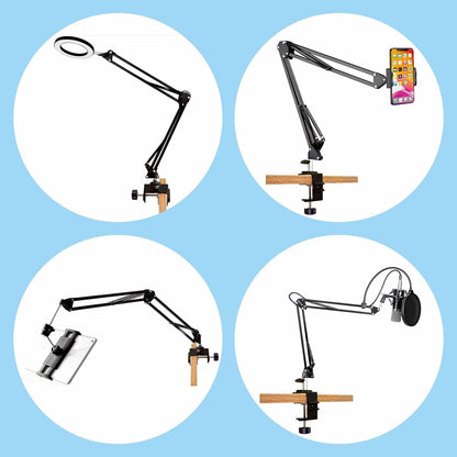 Replacement Heavy Duty C Clamp for 1/2” and 5/8” Hole Base Magnifying Lamp,Desk Lamp,Swing Arm Lamp,Phone I pad Mount,Tablet Mic Holder,Table Mount Clamp for Microphone Stand Mic Boom Arm (G2 BLACK)