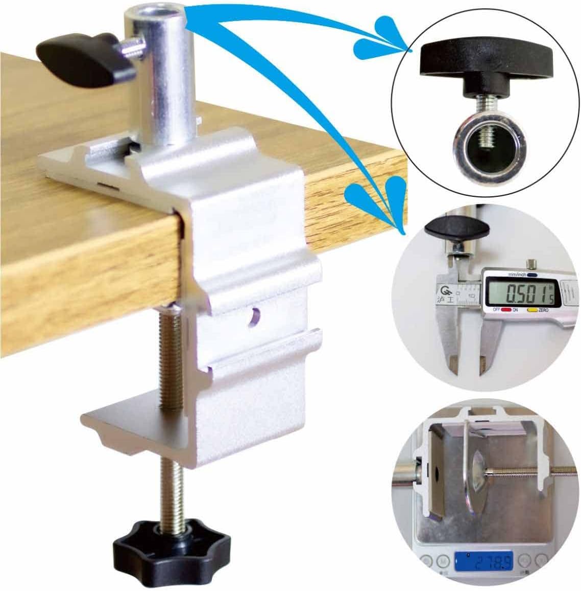 Replacement Heavy Duty C Clamp for 1/2” and 5/8” Hole Base Magnifying Lamp,Desk Lamp,Swing Arm Lamp,Phone I pad Mount,Tablet Mic Holder,Table Mount Clamp for Microphone Stand Mic Boom Arm (G2 BLACK)
