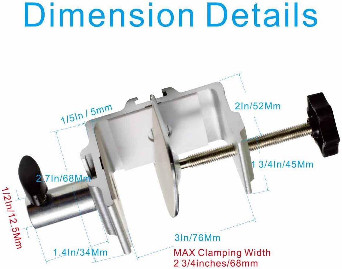Replacement Heavy Duty C Clamp for 1/2” and 5/8” Hole Base Magnifying Lamp,Desk Lamp,Swing Arm Lamp,Phone I pad Mount,Tablet Mic Holder,Table Mount Clamp for Microphone Stand Mic Boom Arm (G2 BLACK)