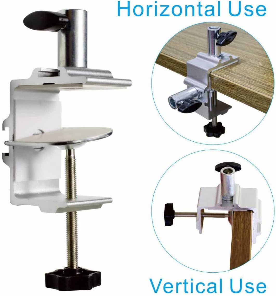 Replacement Heavy Duty C Clamp for 1/2” and 5/8” Hole Base Magnifying Lamp,Desk Lamp,Swing Arm Lamp,Phone I pad Mount,Tablet Mic Holder,Table Mount Clamp for Microphone Stand Mic Boom Arm (G2 BLACK)