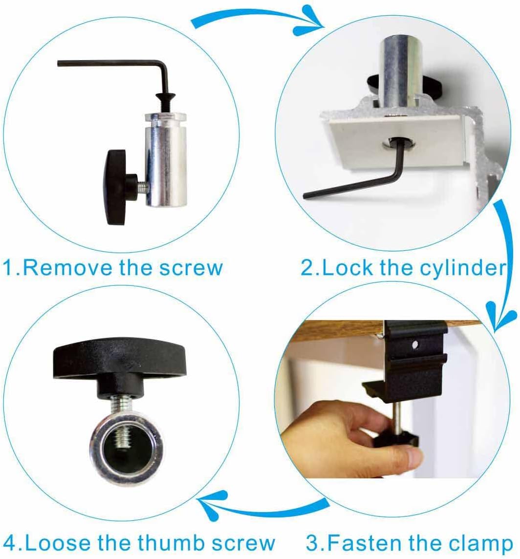 Replacement Heavy Duty C Clamp for 1/2” and 5/8” Hole Base Magnifying Lamp,Desk Lamp,Swing Arm Lamp,Phone I pad Mount,Tablet Mic Holder,Table Mount Clamp for Microphone Stand Mic Boom Arm (G2 BLACK)