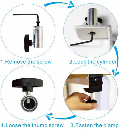 Replacement Heavy Duty C Clamp for 1/2” and 5/8” Hole Base Magnifying Lamp,Desk Lamp,Swing Arm Lamp,Phone I pad Mount,Tablet Mic Holder,Table Mount Clamp for Microphone Stand Mic Boom Arm (G2 BLACK)