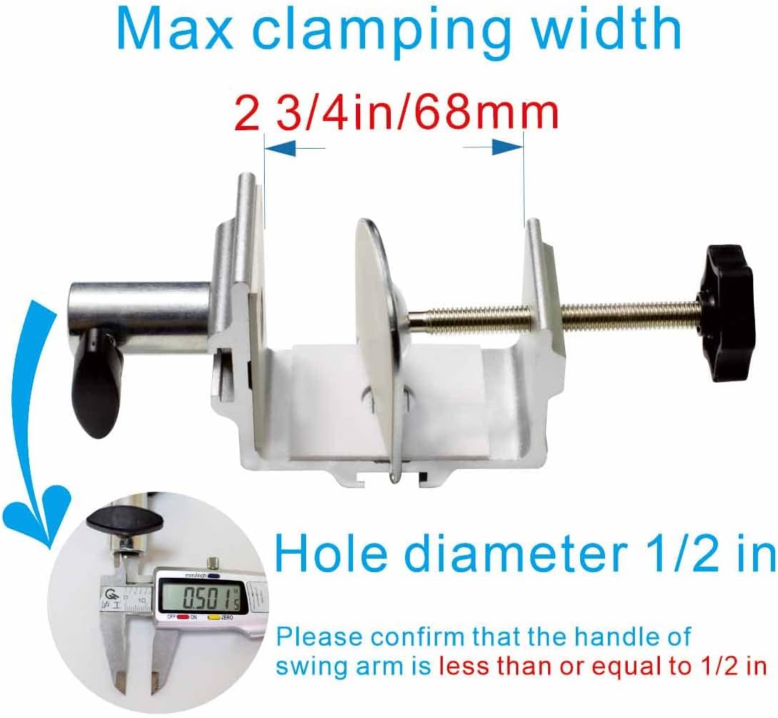 Replacement Heavy Duty C Clamp for 1/2” and 5/8” Hole Base Magnifying Lamp,Desk Lamp,Swing Arm Lamp,Phone I pad Mount,Tablet Mic Holder,Table Mount Clamp for Microphone Stand Mic Boom Arm (G2 BLACK)