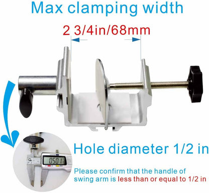 Replacement Heavy Duty C Clamp for 1/2” and 5/8” Hole Base Magnifying Lamp,Desk Lamp,Swing Arm Lamp,Phone I pad Mount,Tablet Mic Holder,Table Mount Clamp for Microphone Stand Mic Boom Arm (G2 BLACK)