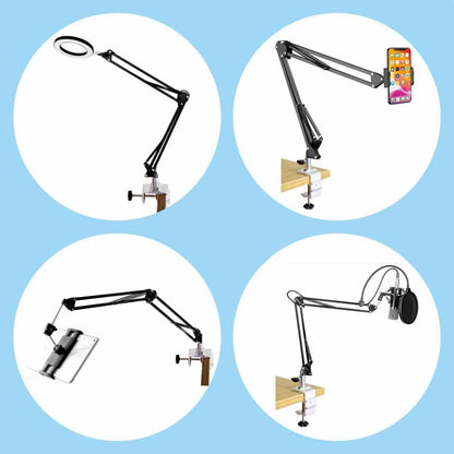 Replacement Heavy Duty C Clamp for 1/2” and 5/8” Hole Base Magnifying Lamp,Desk Lamp,Swing Arm Lamp,Phone I pad Mount,Tablet Mic Holder,Table Mount Clamp for Microphone Stand Mic Boom Arm (G2 BLACK)