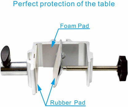 Replacement Heavy Duty C Clamp for 1/2” and 5/8” Hole Base Magnifying Lamp,Desk Lamp,Swing Arm Lamp,Phone I pad Mount,Tablet Mic Holder,Table Mount Clamp for Microphone Stand Mic Boom Arm (G2 BLACK)
