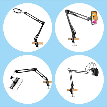 Replacement Heavy Duty C Clamp for 1/2” and 5/8” Hole Base Magnifying Lamp,Desk Lamp,Swing Arm Lamp,Phone I pad Mount,Tablet Mic Holder,Table Mount Clamp for Microphone Stand Mic Boom Arm (G2 BLACK)