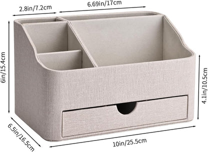 KINGFOM Desk Organizer with Drawer, Multifunction Pencil Holder for Desk, Desk Organizer and Accessories 5 Compartments for Home Office Supplies (Black)