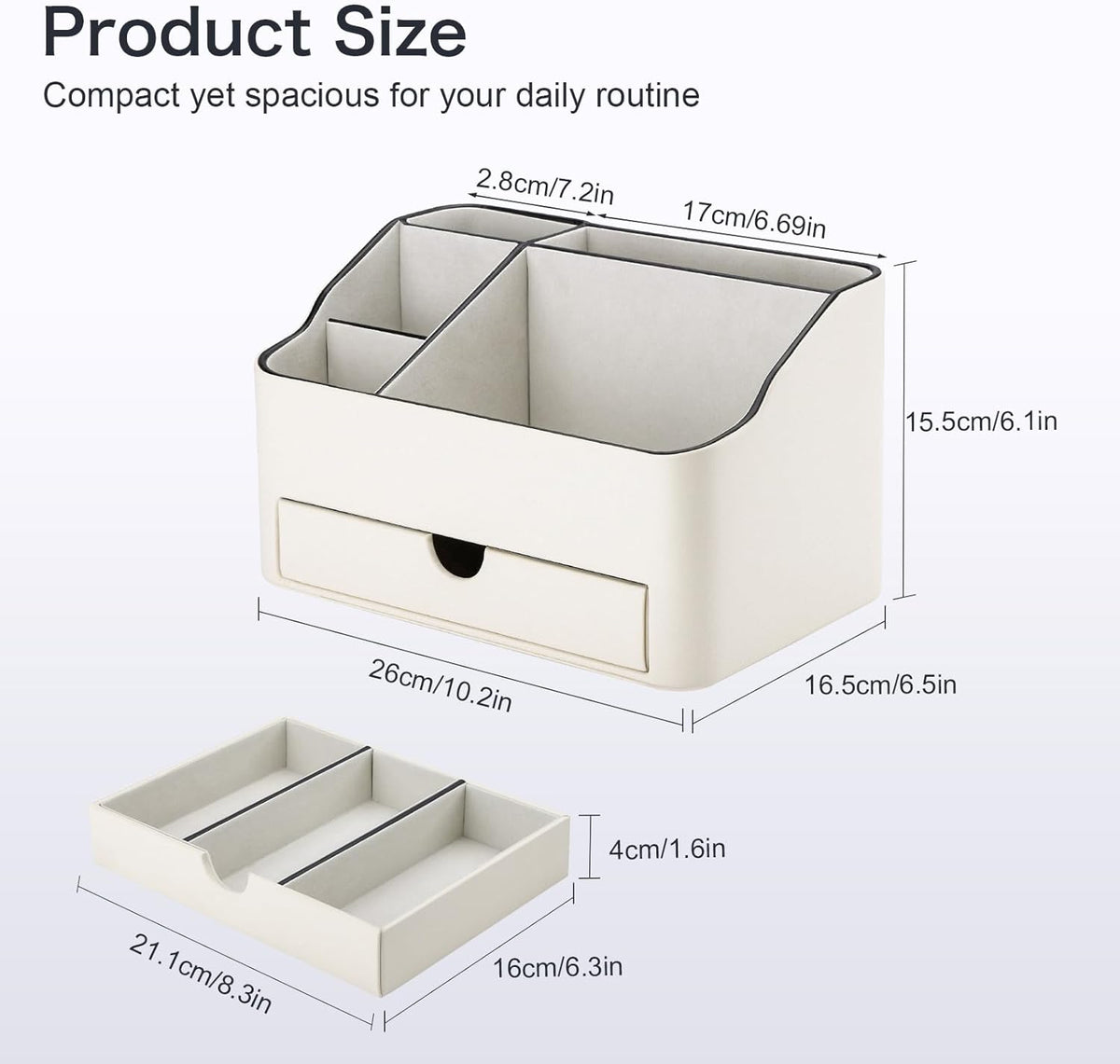 KINGFOM Desk Organizer with Drawer, Multifunction Pencil Holder for Desk, Desk Organizer and Accessories 5 Compartments for Home Office Supplies (Black)