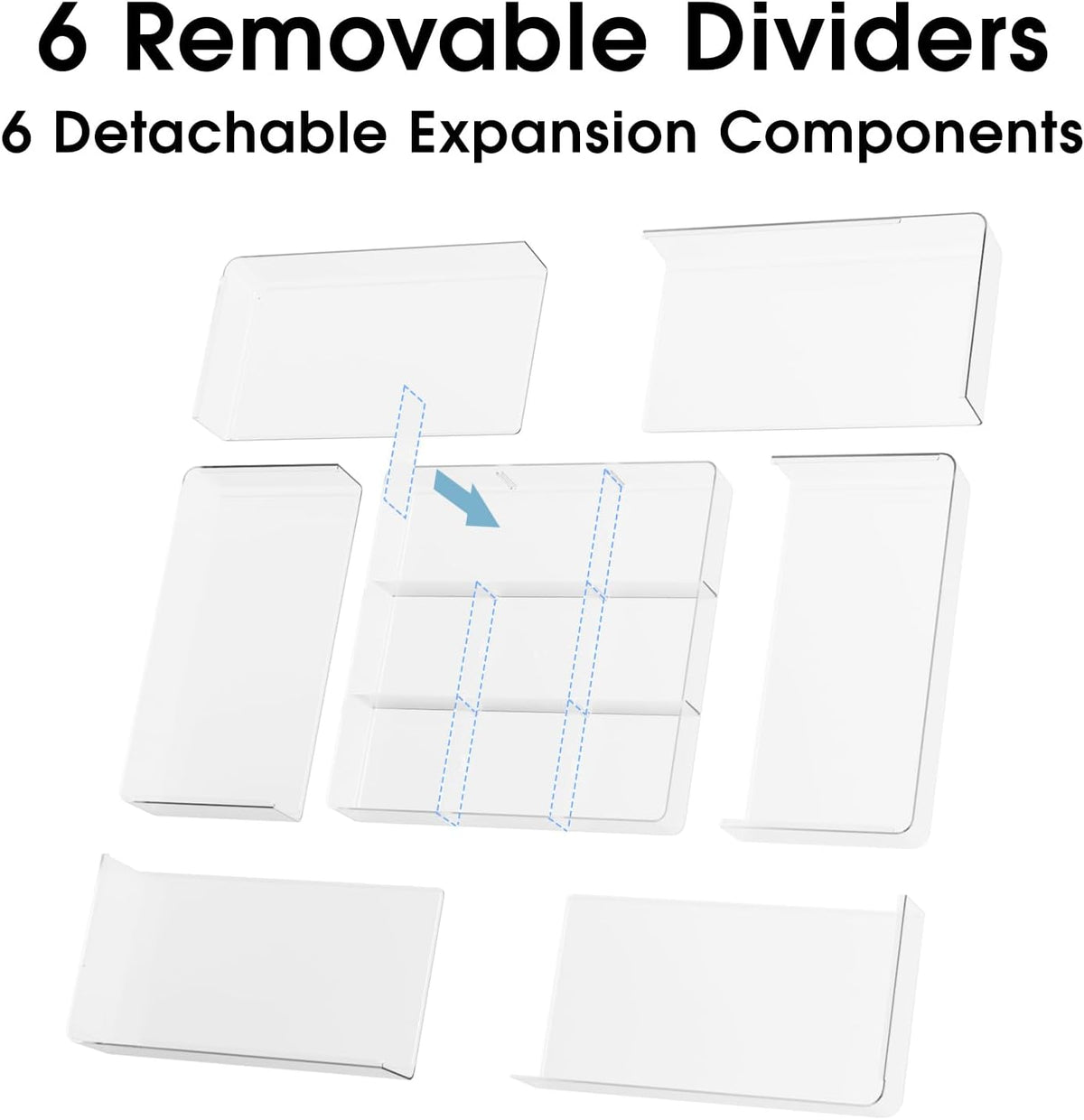 Expandable Makeup Drawer Organizer, Clear Silverware Drawer Organizer Tray.